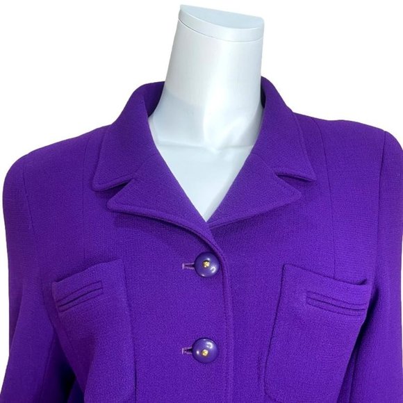 CHANEL Vintage 1995 Fall Winter 95A Wool Purple Gold Button Blazer - Picture 9 of 12